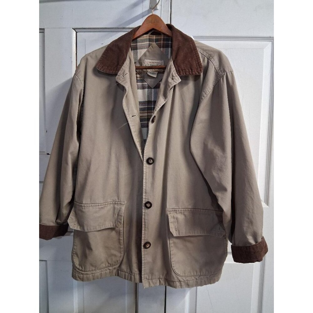 St Johns Bay Vintage Workwear Jacket Khaki Corduroy Collar Large